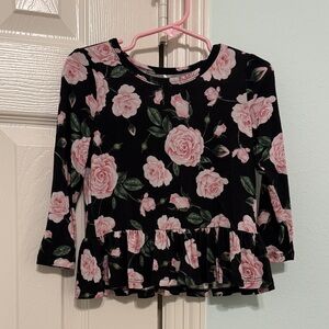 Black Floral Posh Peanut Peplum